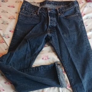 Abercrombie & Fitch Button Fly Dark Blue Straight Jeans